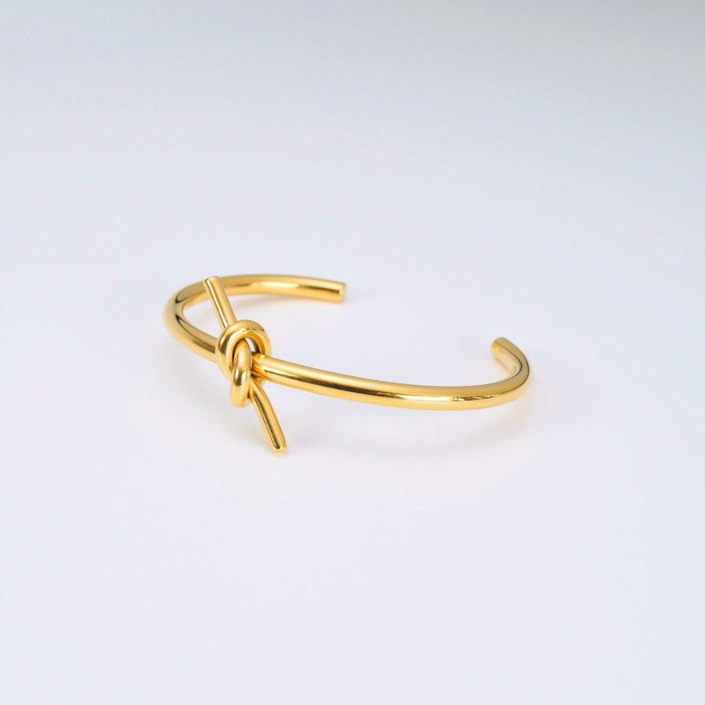 Lele Knot Gold Plated Cuff Bangle Bracelet - Picture 4 of 6